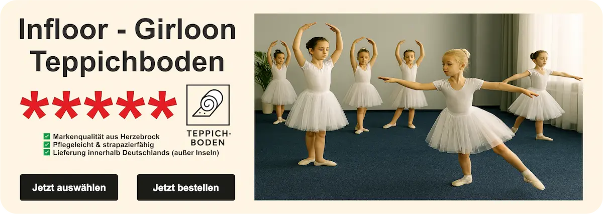 „Kategoriebild für Infloor-Girloon Teppichboden: mit tanzenden Ballerinas